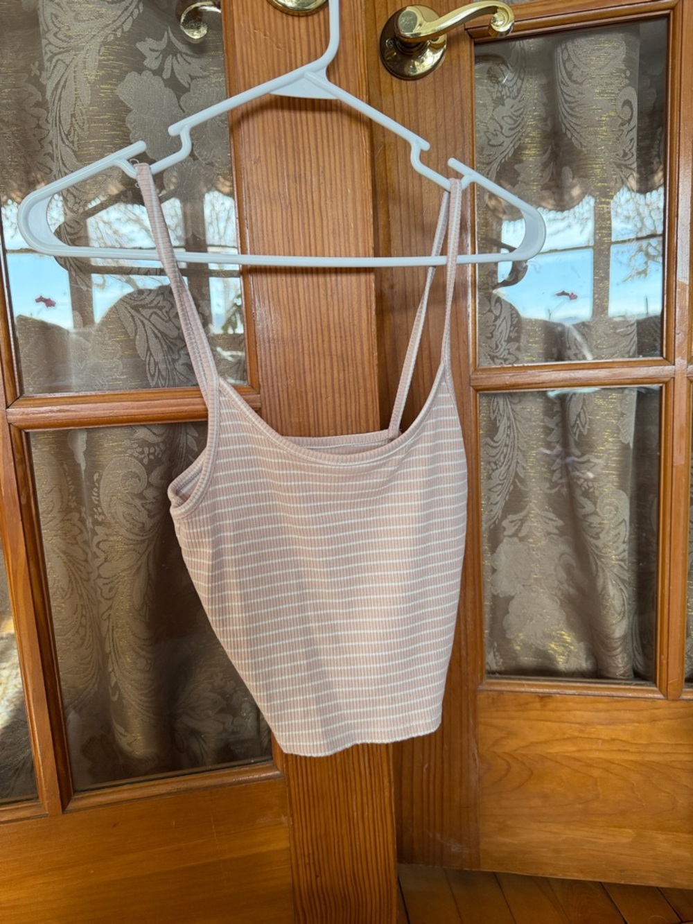 American Eagle Outfitters Ribbed Strappy Cami - Light Pink